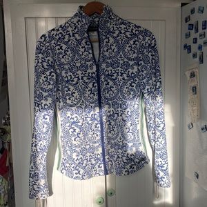 Athleta Royal Blue Zip Up Front Cozy Sports Top M